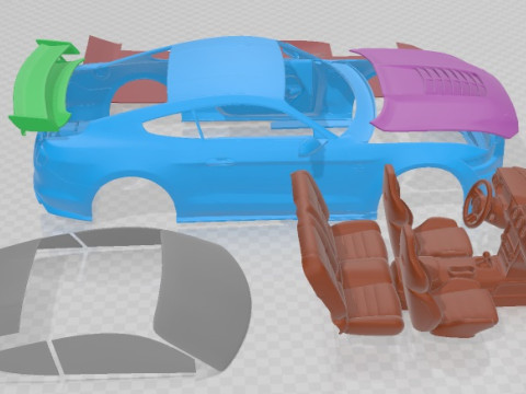 Mustang Shelby GT500 2020 V2 Printable Car Modello di stampa 3D
