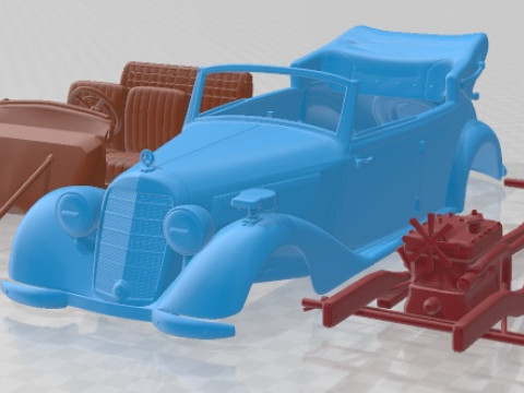 Mercedes Benz TYP 170V Cabriolet B German Staff 1940 V2 Printable Car Modèles 3D en vedette