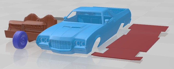 Ranchero 1972 Printable Car 3D 프린트 모델 .c4d .max .obj .3ds .fbx .stl .blend 