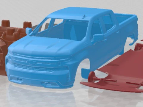 शेवरले सिल्वरैडो क्रू कैब एलटी Z71 ट्रेल बॉस 2018 प्रिंट करने योग्य कार 3D प्रिंट मॉडल