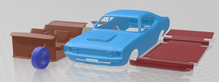 Dodge Demon 340 1972 Printable Car 3D Print Model .c4d .max .obj .3ds .fbx .stl .blend