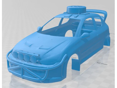 Peugeot 206 RC 2004 Yazdırılabilir Karoser Araba 3D Baskı Modeli