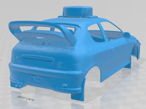 Peugeot 206 RC 2004 Printable Body Car 3D Baskı Modeli