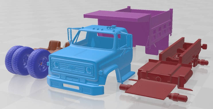 Chevrolet C70 Dump Truck 1979 Printable 3D 打印模型 .c4d .max .obj .3ds .fbx .stl .blend 