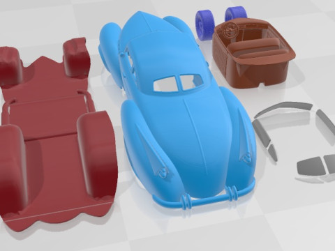 Wheeled Hotrod 6 Wheels Printable Car Modèles 3D en vedette