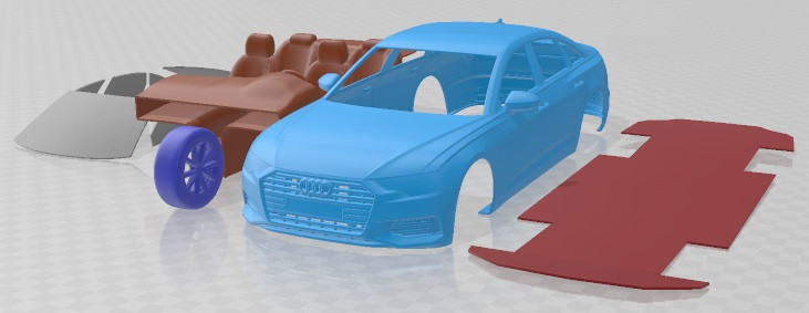 Audi 6 2019 Printable Car 3D Baskı Modeli .c4d .max .obj .3ds .fbx .stl .blend 