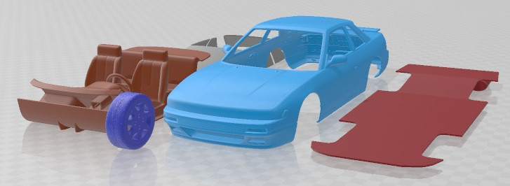 Nissan Silvia K S13 1989 Printable Car 3Dプリントモデル .c4d .max .obj .3ds .fbx .stl .blend 