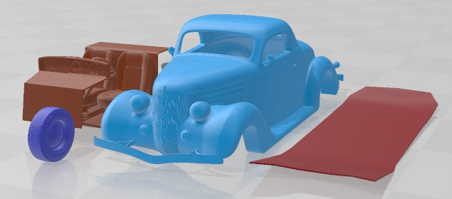1936 Coupe Printable Car Model do druku 3D .c4d .max .obj .3ds .fbx .stl .blend 