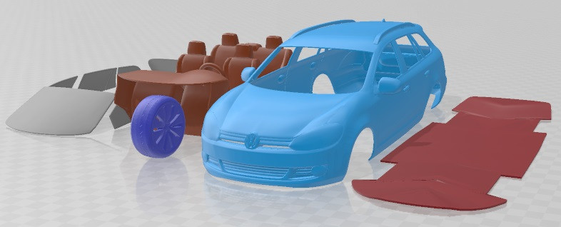 Volkswagen Golf Variant 2010 Printable Car 3D Принт Модель .c4d .max .obj .3ds .fbx .stl .blend 