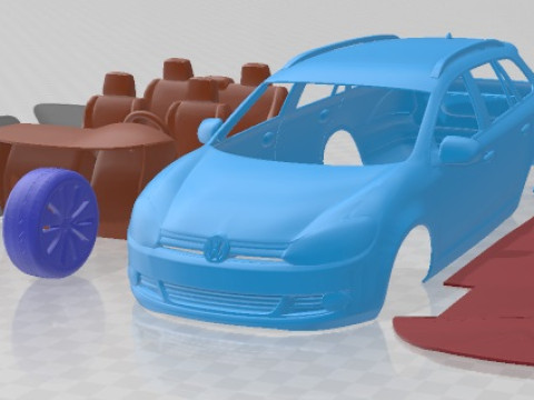 Volkswagen Golf Variant 2010 Printable Car 3D Baskı Modeli