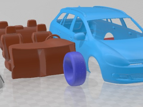 Volkswagen Golf Variant 2010 Printable Car 3D Принт Модель