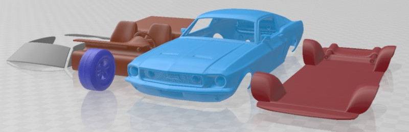 Mustang GT 1967 Printable Car Modello di stampa 3D .c4d .max .obj .3ds .fbx .stl .blend 