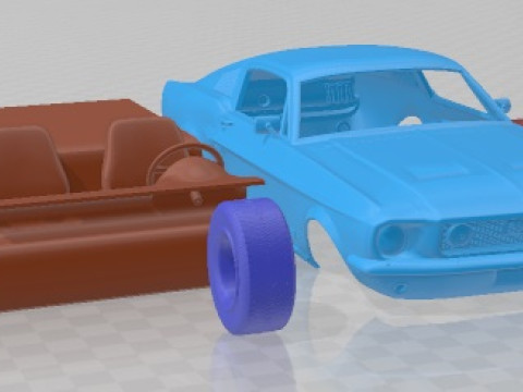 Mustang GT 1967 Printable Car Modello di stampa 3D