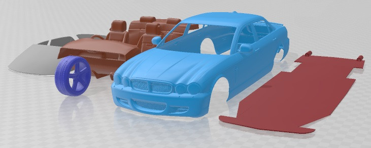 Jaguar XJ 2008 Printable Car 3D प्रिंट मॉडल .c4d .max .obj .3ds .fbx .stl .blend 