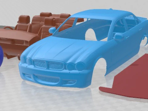 Jaguar XJ 2008 Printable Car 3D Print Model