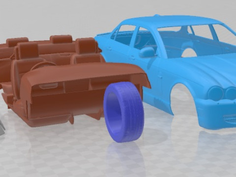 Jaguar XJ 2008 Printable Car 3D प्रिंट मॉडल