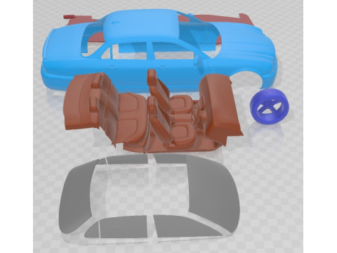 Jaguar XJ 2008 Printable Car 3D प्रिंट मॉडल