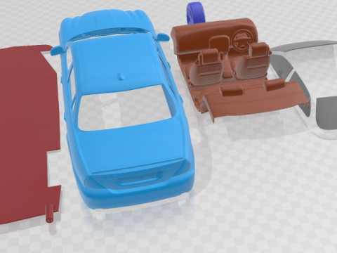 Jaguar XJ 2008 Printable Car 3D प्रिंट मॉडल
