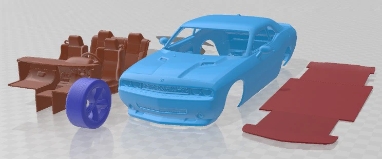 Dodge Challenger 2009 Printable Car 3D Print Model .c4d .max .obj .3ds .fbx .stl .blend