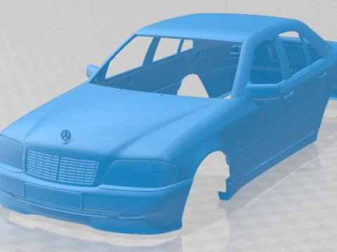 मर्सिडीज बेंज सी क्लास W202 सेडान 1997 प्रिंट करने योग्य बॉडी कार 3D प्रिंट मॉडल