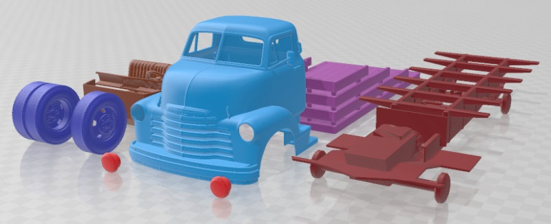 Chevrolet COE Truck 1950 Printable in separate parts 3D 프린트 모델 .c4d .max .obj .3ds .fbx .stl .blend 