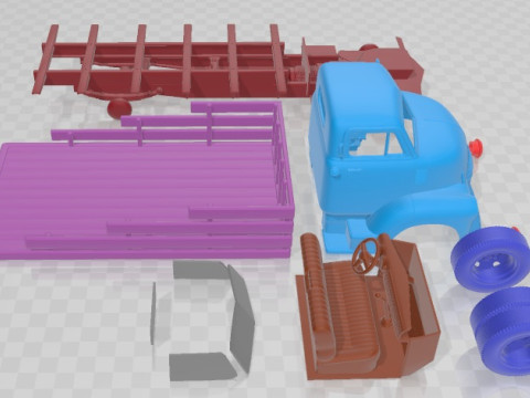 Chevrolet COE Truck 1950 Printable in separate parts 3D 프린트 모델