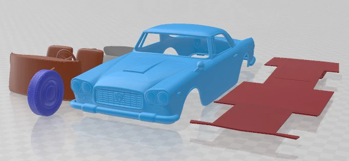 Lancia Flaminia GT 3C 1963 Printable Car 3D Print Model .c4d .max .obj .3ds .fbx .stl .blend 