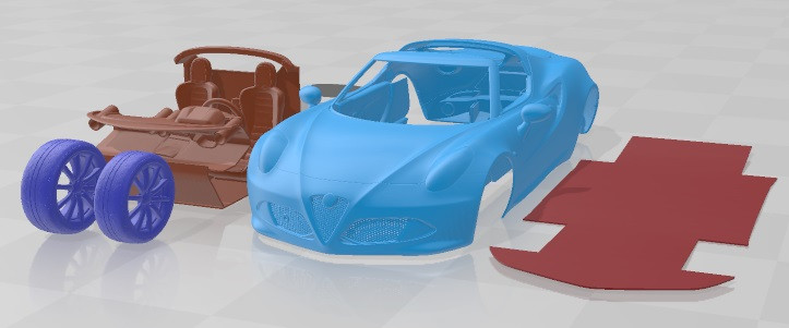 Alfa Romeo 4C Spider 2015 Printable Car Modello di stampa 3D .c4d .max .obj .3ds .fbx .stl .blend 