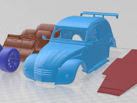 Citroen 2CV 1970 Race 2 Printable Car 3D 프린트 모델