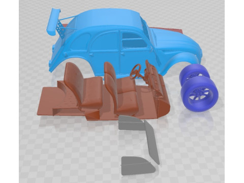 Citroen 2CV 1970 Race 2 Printable Car Model do druku 3D