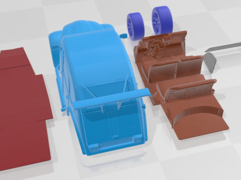 Citroen 2CV 1970 Race 2 Printable Car Model do druku 3D
