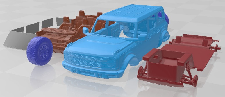 Bronco 2021 4 Door Printable Car Modello di stampa 3D .c4d .max .obj .3ds .fbx .stl .blend 
