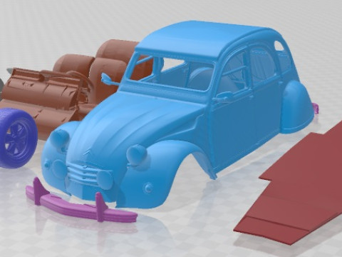 Citroen 2CV 1970 Race Printable Car 3D 프린트 모델