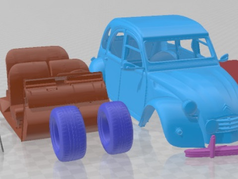 Citroen 2CV 1970 Race Printable Car 3D 프린트 모델