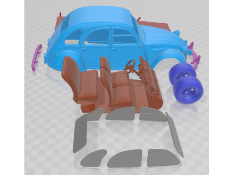Citroen 2CV 1970 Race Printable Car 3D 프린트 모델