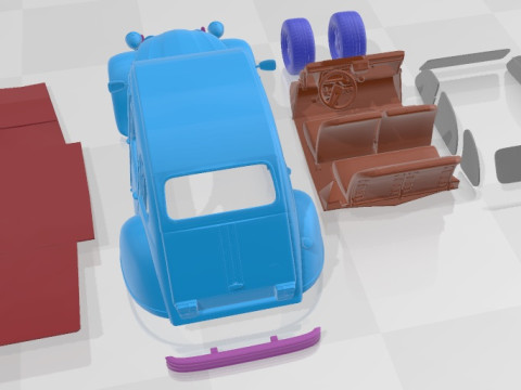 Citroen 2CV 1970 Race Printable Car 3D 프린트 모델
