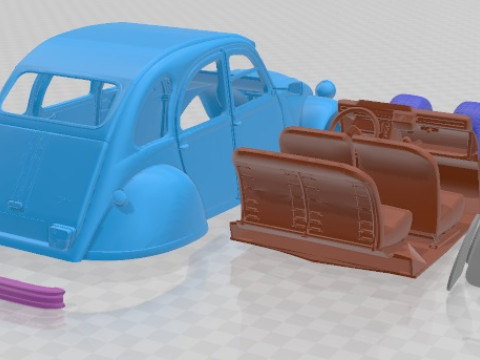 Citroen 2CV 1970 Race Printable Car 3D 프린트 모델