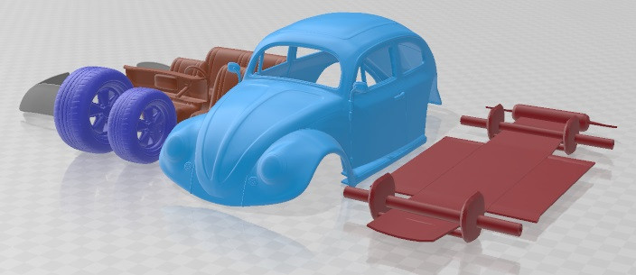 Volkswagen Beetle 1963 Race Printable Car 3D प्रिंट मॉडल .c4d .max .obj .3ds .fbx .stl .blend 