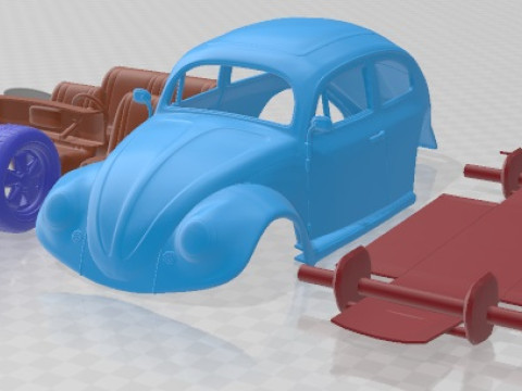 Volkswagen Beetle 1963 Race Printable Car 3D प्रिंट मॉडल