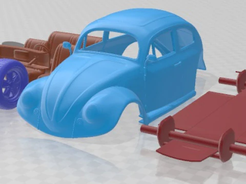 Распечатанный гоночный автомобиль Volkswagen Beetle 1963 года 3D Принт Модель