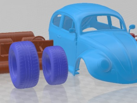 Volkswagen Beetle 1963 Race Printable Car 3D प्रिंट मॉडल