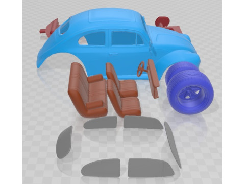 Volkswagen Beetle 1963 Race Printable Car 3D प्रिंट मॉडल