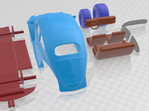 Volkswagen Beetle 1963 Race Printable Car 3D प्रिंट मॉडल