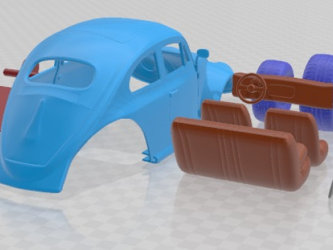 Volkswagen Beetle 1963 Race Printable Car 3D प्रिंट मॉडल
