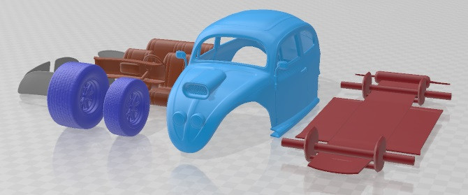 Volkswagen Beetle 1963 Custom Race Printable Car 3D Baskı Modeli .c4d .max .obj .3ds .fbx .stl .blend 