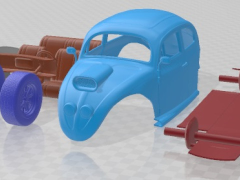 Volkswagen Beetle 1963 Custom Race Printable Car Modelo de impresión 3D