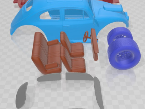 Volkswagen Beetle 1963 Custom Race Printable Car 3D Baskı Modeli