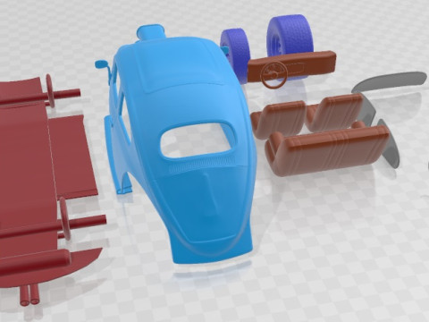 Volkswagen Beetle 1963 Custom Race Printable Car 3D Baskı Modeli