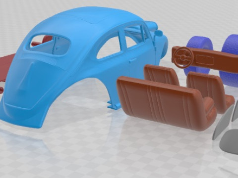 Volkswagen Beetle 1963 Custom Race Printable Car 3D Baskı Modeli