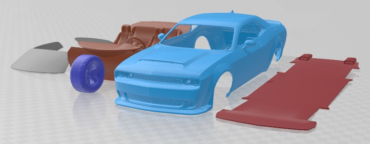 Dodge Challenger SRT Demon 2018 Printable Car 3Dプリントモデル .c4d .max .obj .3ds .fbx .stl .blend 